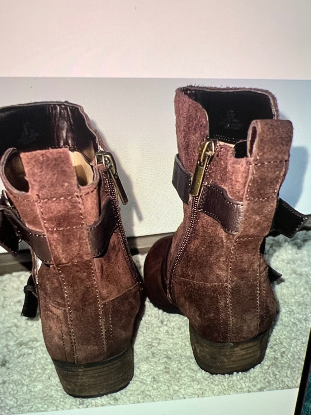 Brown Suede KAI moto style Boots - Picture 5 of 8
